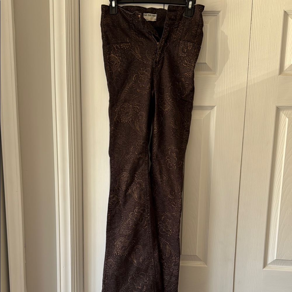 Brown Paisley Patterned Pants